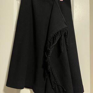 Navy Wool Fringe Skirt